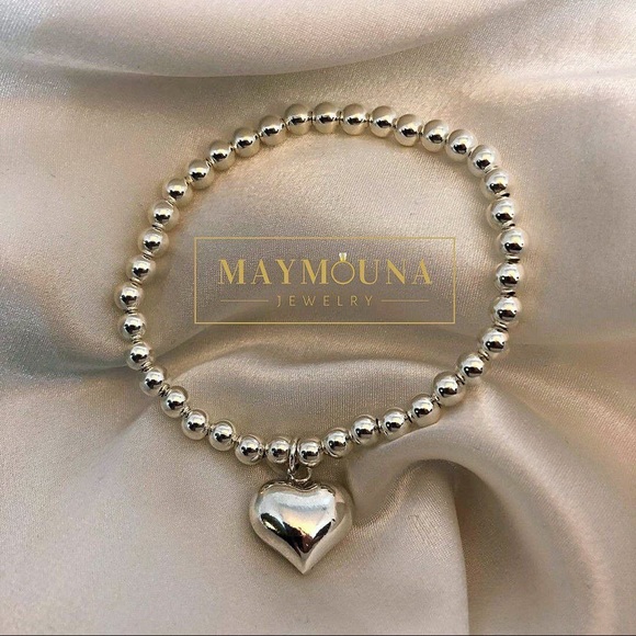 Sterling Silver Beaded Balls Stretch Bracelet - Picture 3 of 7